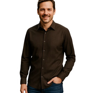 Ted Baker Button Up Shirt Mens 5 US XL Brown Floral Jacquard Long Sleeve Preppy